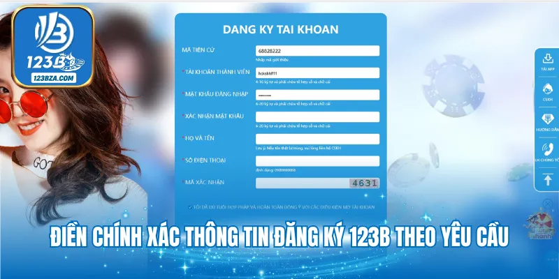 Điền chính xác thông tin đăng ký 123B theo yêu cầu